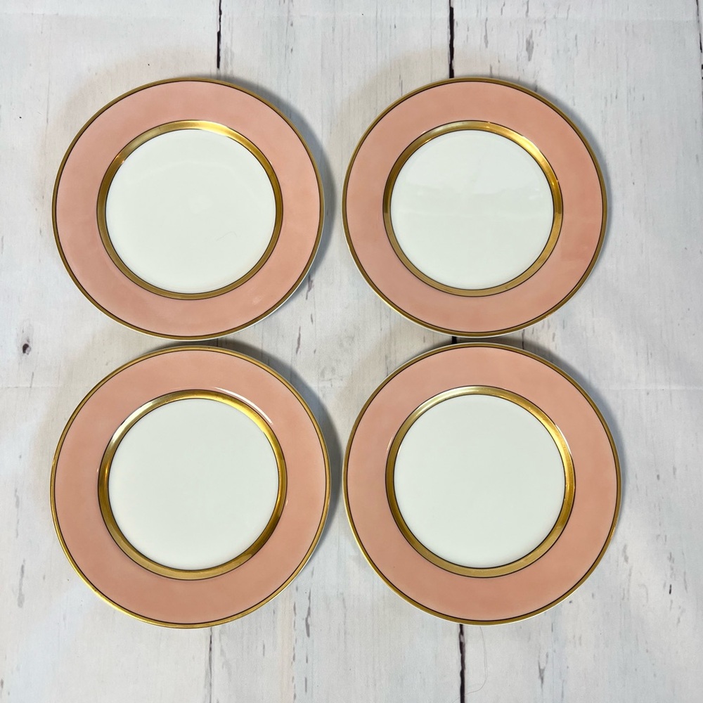 Vintage Fitz and Floyd Renaissance Peach & Gold Dessert Plates - Set of 4 (6.5")